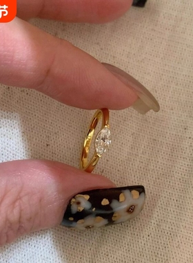 S925纯银马眼钻戒指尾戒女款中古风复古轻奢高级感爆款指环