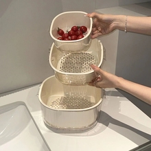 食品级洗菜盆双层沥水篮客厅用水果果盘篮子盆子淘菜盆篮厨房用品