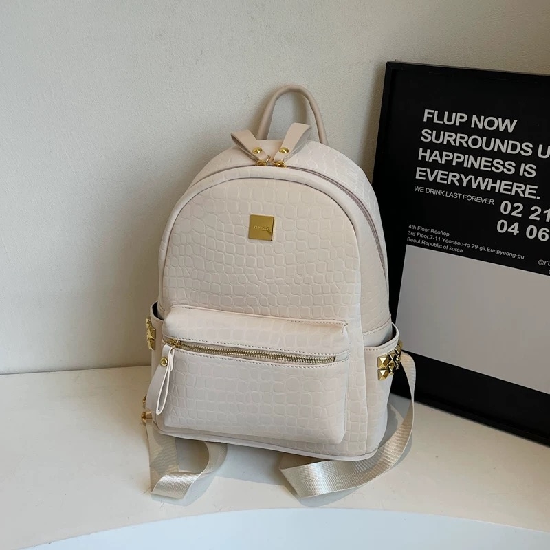 今年流行的石头纹双肩包女式欧货皮质旅行背包大容量时髦学生书包