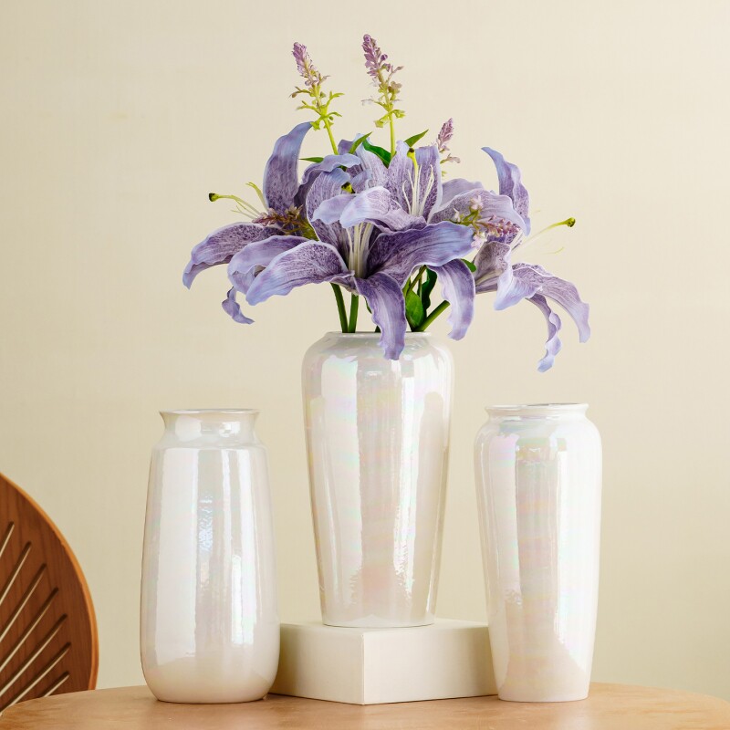 幻彩珍珠釉陶瓷花瓶轻奢高级感装饰客厅鲜花干花插花摆件水培花器
