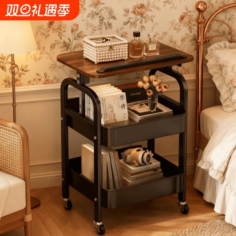 可移动茶几小推车双层边几客厅沙发收纳小桌子带轮茶桌卧室置物架
