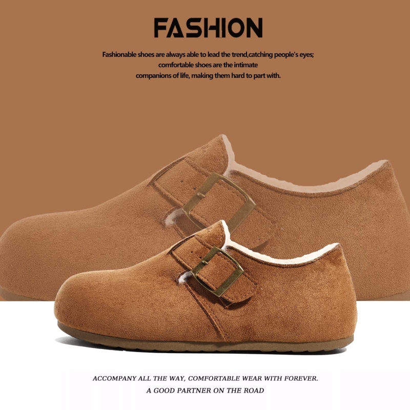 2025冬季新款女鞋真皮保暖平跟休闲勃肯鞋单鞋CGW05AM5
