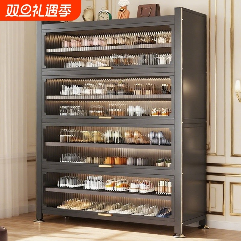 家用钢制鞋柜入户门口靠墙一体多层鞋架子储物柜碳钢收纳玄关轻奢