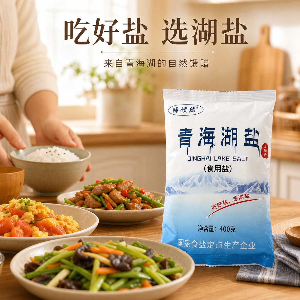 健康食用盐湖盐未加碘青海湖盐家用细盐不加抗结剂无碘精制零添加 - 实物图