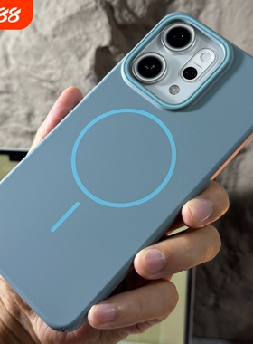 适用于opporeno13pro手机壳新款OPPO男女款reno12小众个性蓝灰色12pro细圈磁吸充电保护套reno13全包超薄外壳