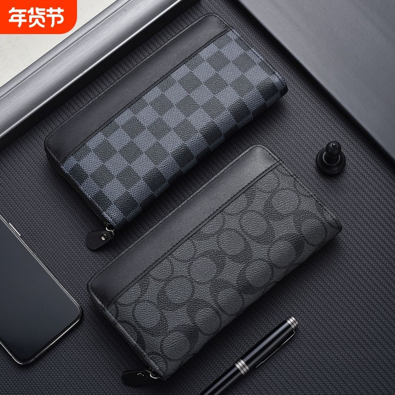 长款男士钱包手机包商务手拿包格子拉链钱夹大容量手抓包实用手工,箱包皮具/热销女包/男包,钱包,淘宝优惠券,粉丝福利购,淘宝优惠卷