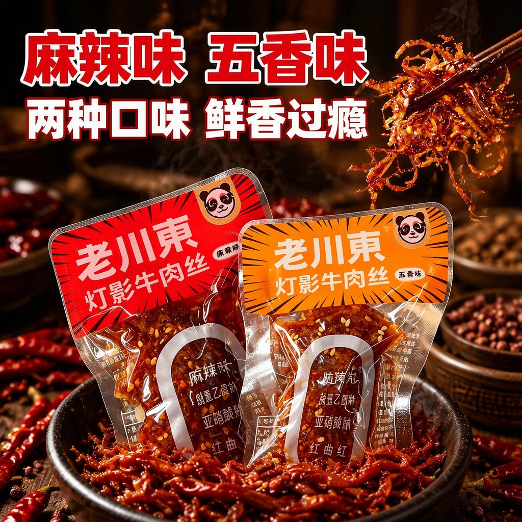 老川东灯影牛肉丝散装小包装四川特产五香麻辣灯影丝休闲零食小吃