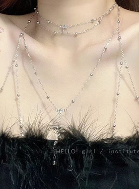 杨超越同款胸链女甜酷辣妹性感身体链项链立体后背链露背装脖颈链