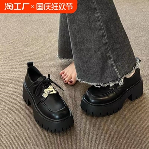 法式高跟玛丽珍鞋女秋冬2024新款复古英伦风小皮鞋黑色厚底乐福鞋