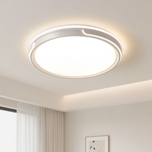 卧室圆形吸顶灯农村自建房房间灯客厅灯阳台入户灯遥控灯罩亚克力