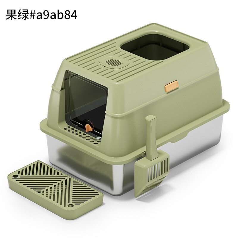 全封闭不锈钢猫砂盆大号防臭超大猫厕所封闭式猫沙盆宠物用品批发