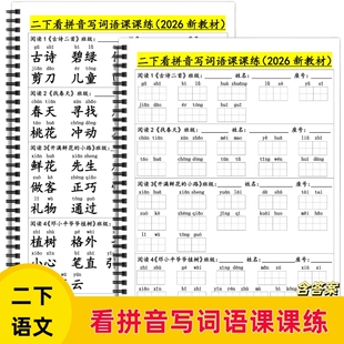 2026新教材小学二年级下册语文同步看拼音写词语课课练含答案