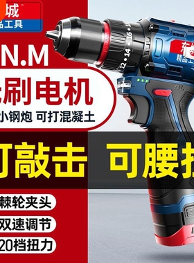 东城款16.8V手电钻转充电式无刷锂电池大功率电动小冲击钻螺丝刀
