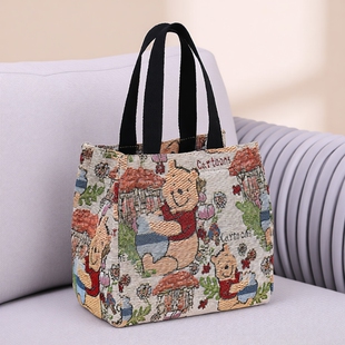 帆布包卡通外出防水大容量新款 手提包饭盒拎包上班手提袋便当 时尚