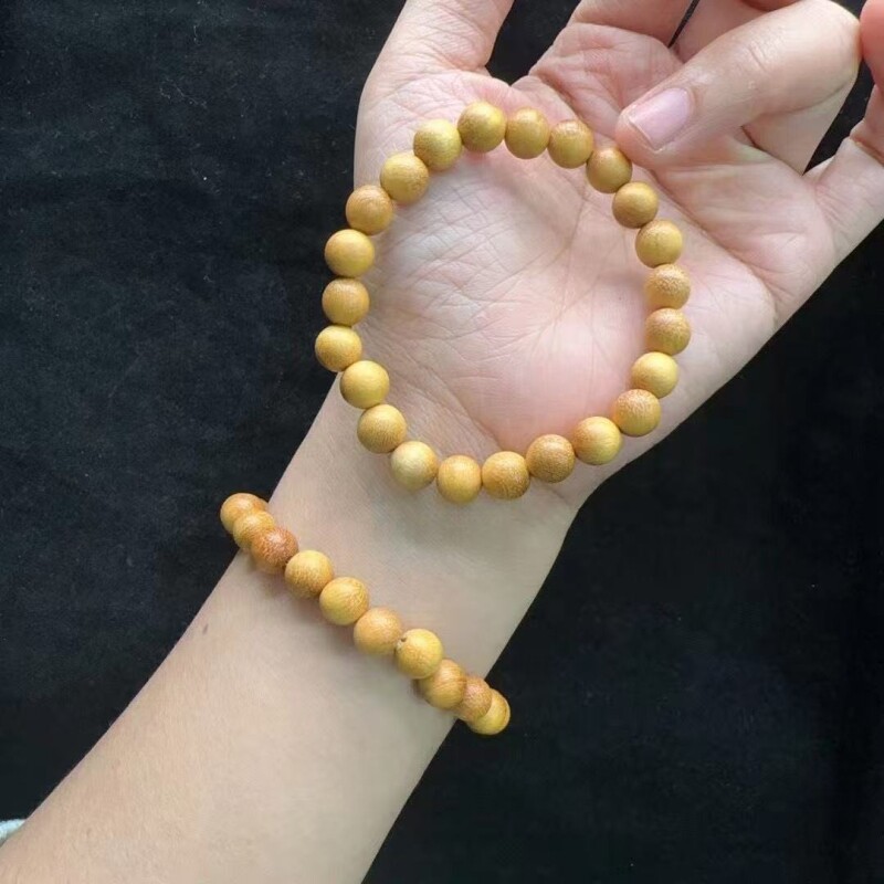 黄金檀木素圈手链念珠陈化老料文玩佛珠油性手链男女饰品