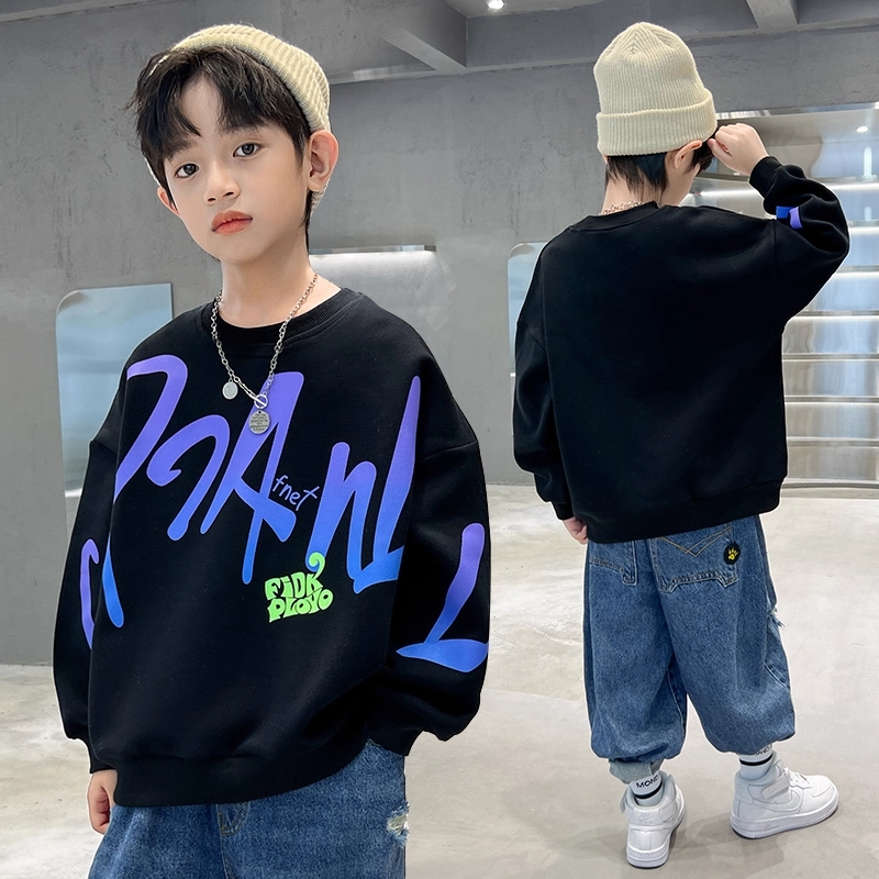 男童春秋款卫衣中大童秋装洋气上衣服2025儿童装秋季酷帅打底衫潮