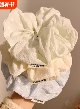 ~韩系绿色碎花大肠发圈女高级感丸子头头绳发饰蓝色波点花朵米色