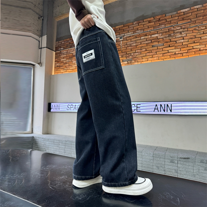 儿童装男童裤子春秋款2025新款中大童直筒长裤男孩宽松帅气牛仔裤