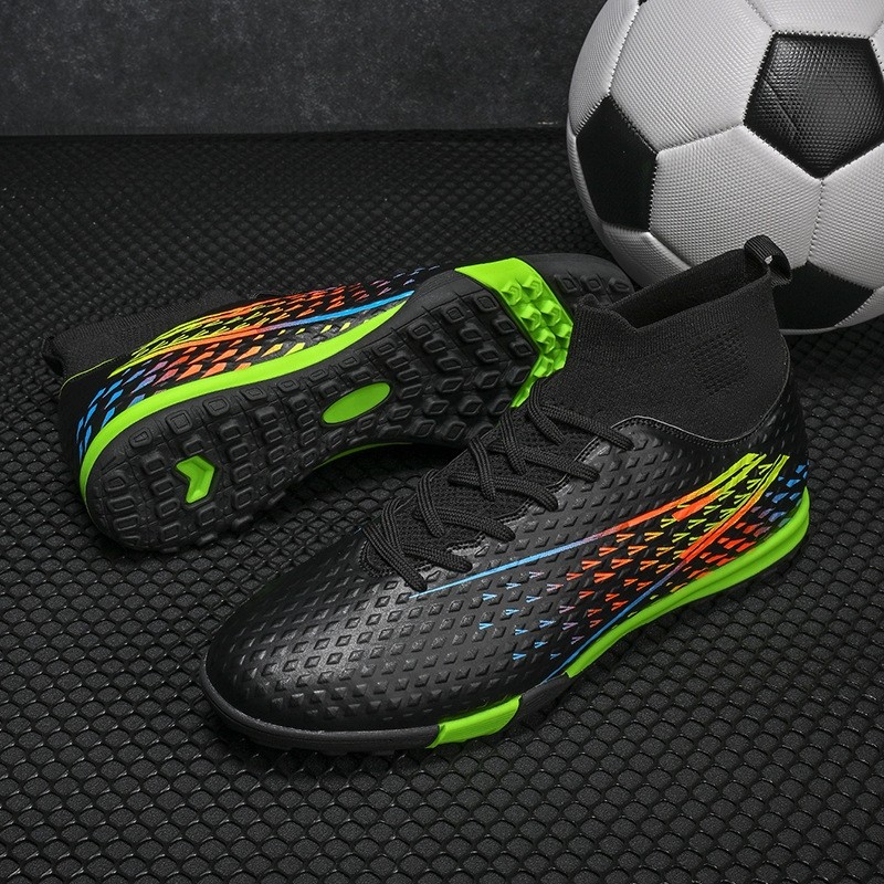 新款高帮足球鞋长钉tf碎钉学生透气男女防滑地训练鞋