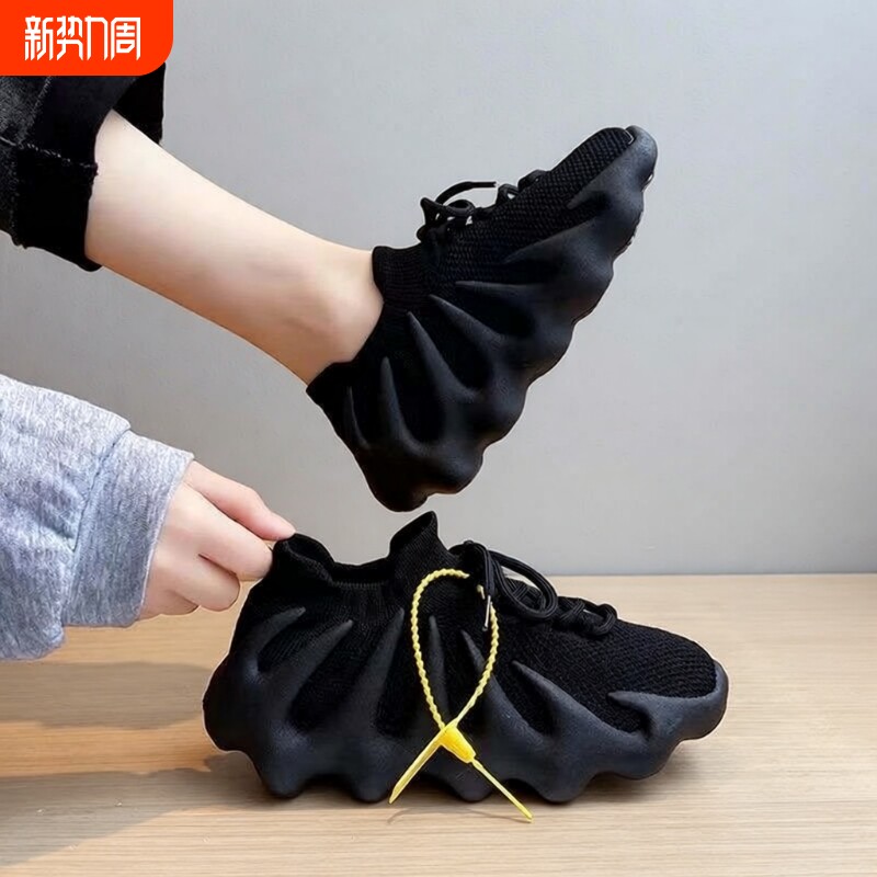 夏季女鞋老爹飞织八爪鱼椰子鞋女百搭袜子鞋运动休闲新款潮鞋平底