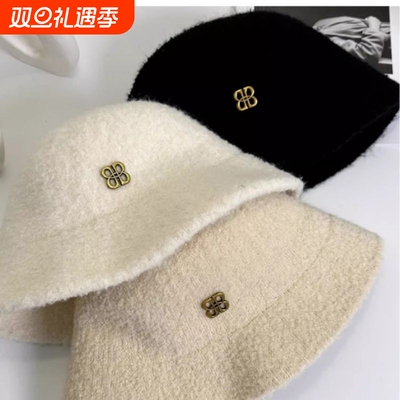 羊羔绒帽子女冬款2025新款渔夫帽女士秋冬季毛绒百搭防寒保暖盆帽