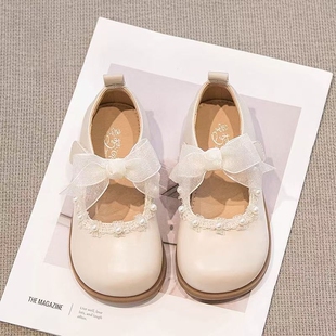 女童公主鞋2026新款儿童小皮鞋女宝配裙子白色鞋子软底礼服夏单鞋