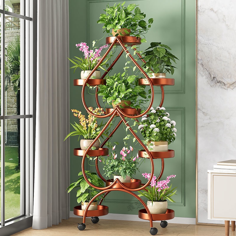 心形新款花架置物架客厅阳台落地式花架子简约现代绿萝室内花盆架