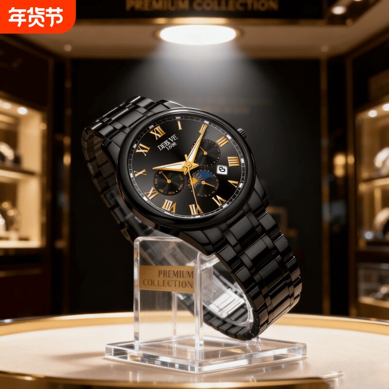 手表男款全自动男表数字双日历防水腕表男机械风全自动防水高级感