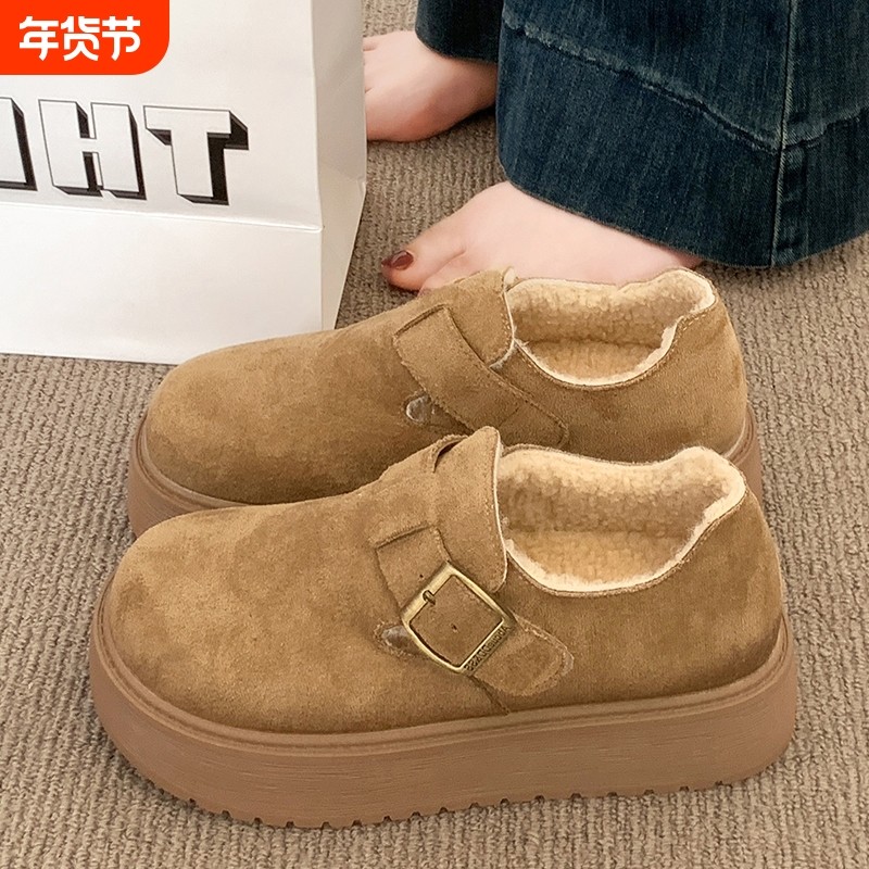厚底加绒勃肯鞋女2025新款爆款秋冬季乐福鞋一脚蹬博肯棉鞋子毛绒,女鞋,勃肯鞋/软木鞋,淘宝优惠券,粉丝福利购,淘宝优惠卷