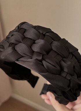 谢娜同款加宽编制黑色发箍女宽边刘海一体遮白发神器高颅顶显脸小