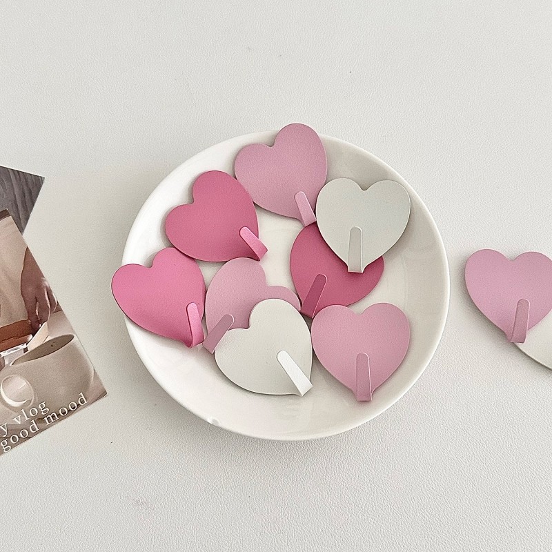 ins爱心挂钩免打孔强力粘胶宿舍墙壁装饰浴室厨房门后不锈钢粘钩