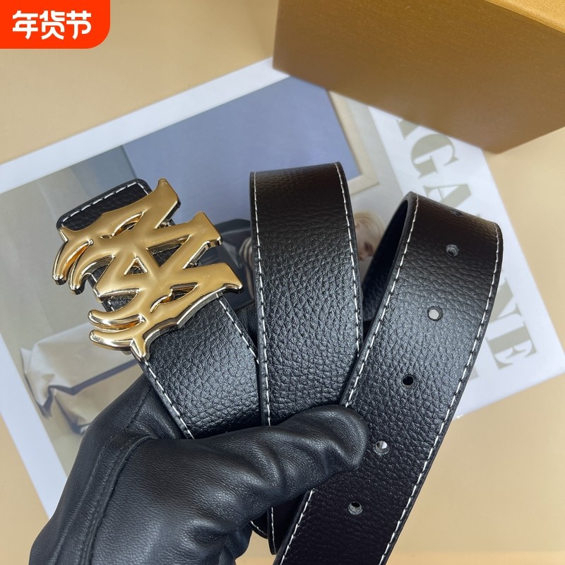 新款内穿平滑扣轻奢金属扣真皮腰带男黑色皮革百搭时尚装饰皮带