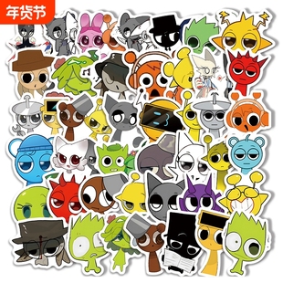 爆款节奏盒子贴纸可爱卡通sprunki周边创意温达拉蒙手机壳手账装饰防水贴画