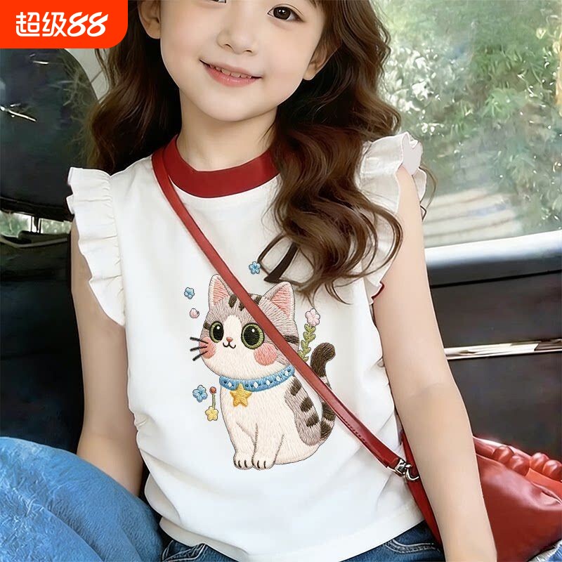 女童夏季新款纯棉无袖背心图片