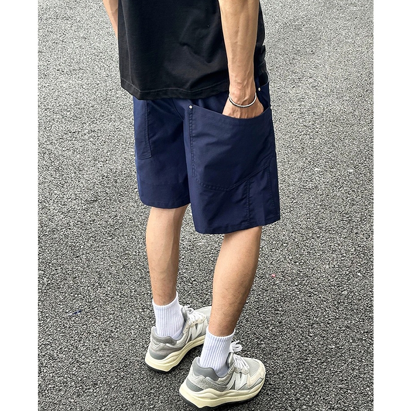美式高街大口袋工装短裤男款休闲2025夏季青少年潮流藏青色五分裤