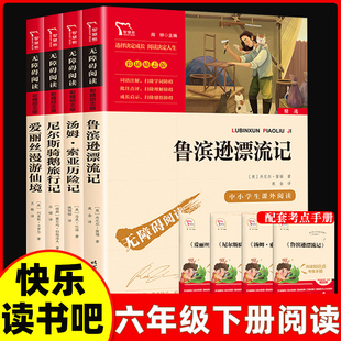 鲁滨逊漂流记六年级必读课外书汤姆索亚历险记尼尔斯骑鹅旅行记快乐读书吧六下全套原著完整版爱丽丝漫游奇景记鲁滨孙鲁冰逊漂流记