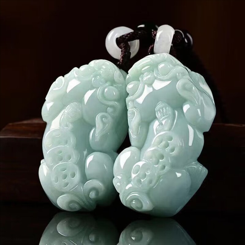 正品缅甸A货翡翠貔貅吊坠男女情侣玉佩玉石皮丘貔恘项链挂件招财