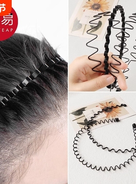 发箍/男A1pl700-短发洗脸碎发背头头饰发卡不勒头男士黑色波浪捆