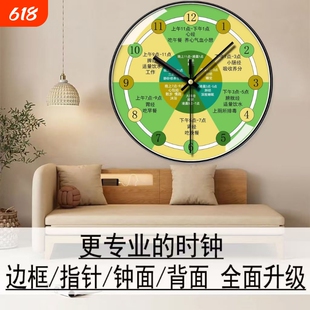 中医药理疗挂钟养生时钟美容院十二时辰静音子午流艾灸钟表客厅