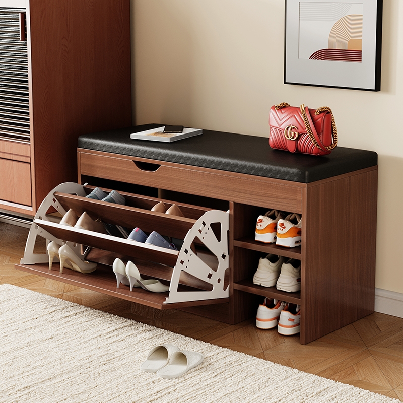 实木入户换鞋凳家用可坐鞋柜坐凳一体鞋架软包坐垫玄关进门穿鞋凳