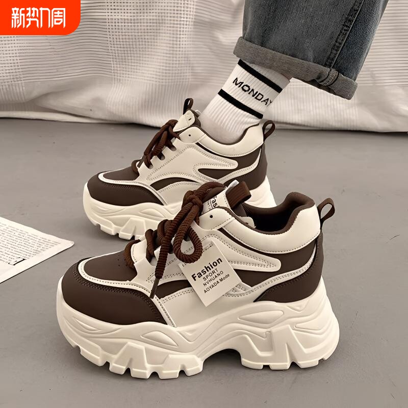 品牌断码爆款百搭厚底老爹鞋女显脚小增高鞋2026新款春夏季松糕休