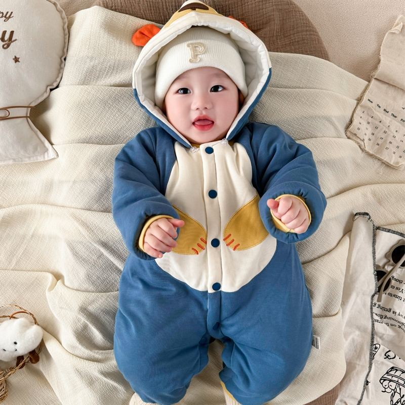 男女宝宝冬季加厚冬装连体衣保暖哈衣新生儿婴幼儿外出服夹棉棉服