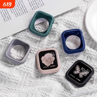 适用applewatch11保护壳苹果S10手表iwatch9保护套S8硅胶ultra321表壳S7代s6表带SE表套s5女软壳智能新款红色