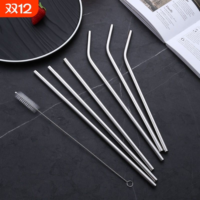 304不锈钢加长吸管循环使用环保创意咖啡果汁奶茶弯头便捷吸管