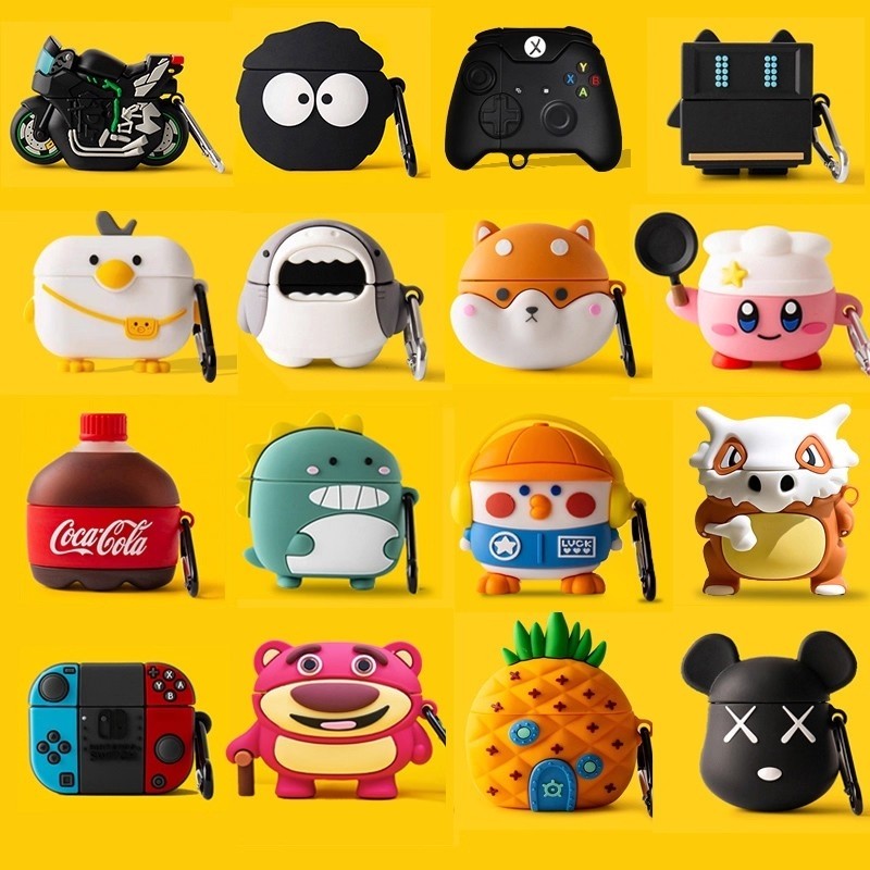 适用苹果耳机壳保护套可爱卡通创意设计高颜值硅胶防摔防丢锁扣耐脏不发黄不掉盖AirPodsPro2/AirPods1/2通用,3C数码配件,耳机保护套,淘宝优惠券,粉丝福利购,淘宝优惠卷