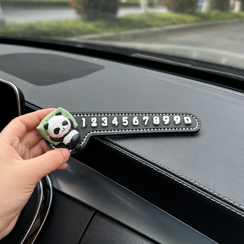 隐藏式车载停车牌 夜光临时停车号码牌 可爱风格汽车配件