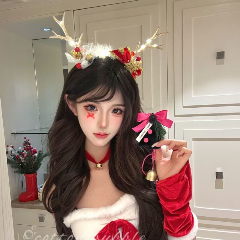 姐妹同享~圣诞氛围鹿角发箍头饰女cos服装配饰拍照道具圣诞节发饰