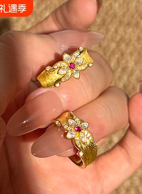 中古老钱风少女心事拉丝戒指