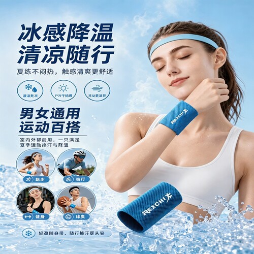 运动擦汗手腕巾降温冷感轻薄透气