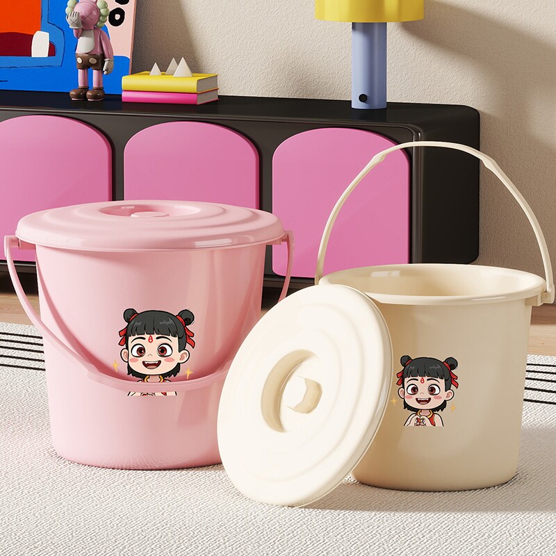 加厚带盖小水桶家用手提塑料桶清洁桶高颜值儿童玩水桶学生画画桶
